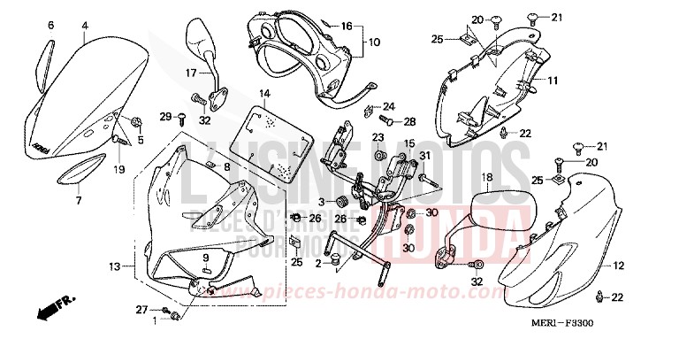 COWL for CBF600S ABS PEARL BREEZY BLUE (PB341) from 2004
